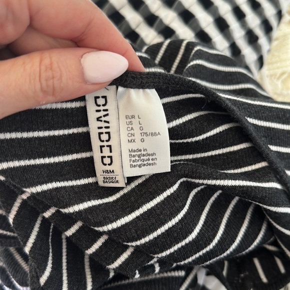 H&M Dark Grey & White Striped Rib Knit Midi Dress - Picture 6 of 6